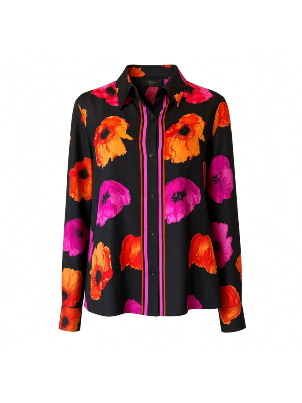 Women's Designer Dana Buchman Silk Button Down Shirt, Size 16, Pink Black